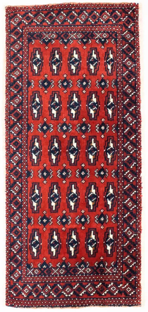 Biegacz Dywan turkmeński - 100 x 50 cm - czerwony