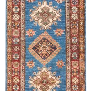 Biegacz Dywan Ziegler - Kazak - 205 x 63 cm - niebieski