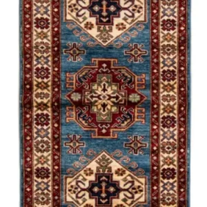 Biegacz Dywan Ziegler - Kazak - 216 x 77 cm - turkusowy