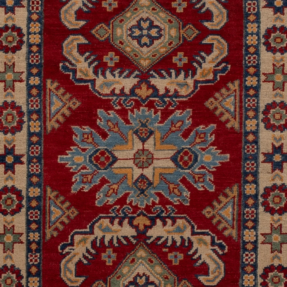 Biegacz Dywan Ziegler - Kazak - 303 x 83 cm - ciemna czerwień