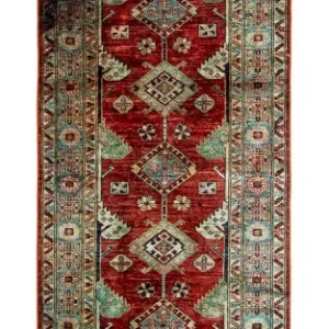Biegacz Dywan Ziegler - Kazak - 315 x 82 cm - ciemna czerwień