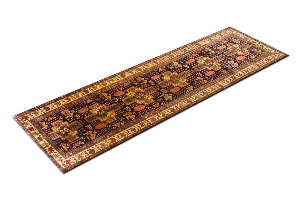 Biegacz Perski dywan - Nomadyczny - 326 x 98 cm - ciemnoniebieski