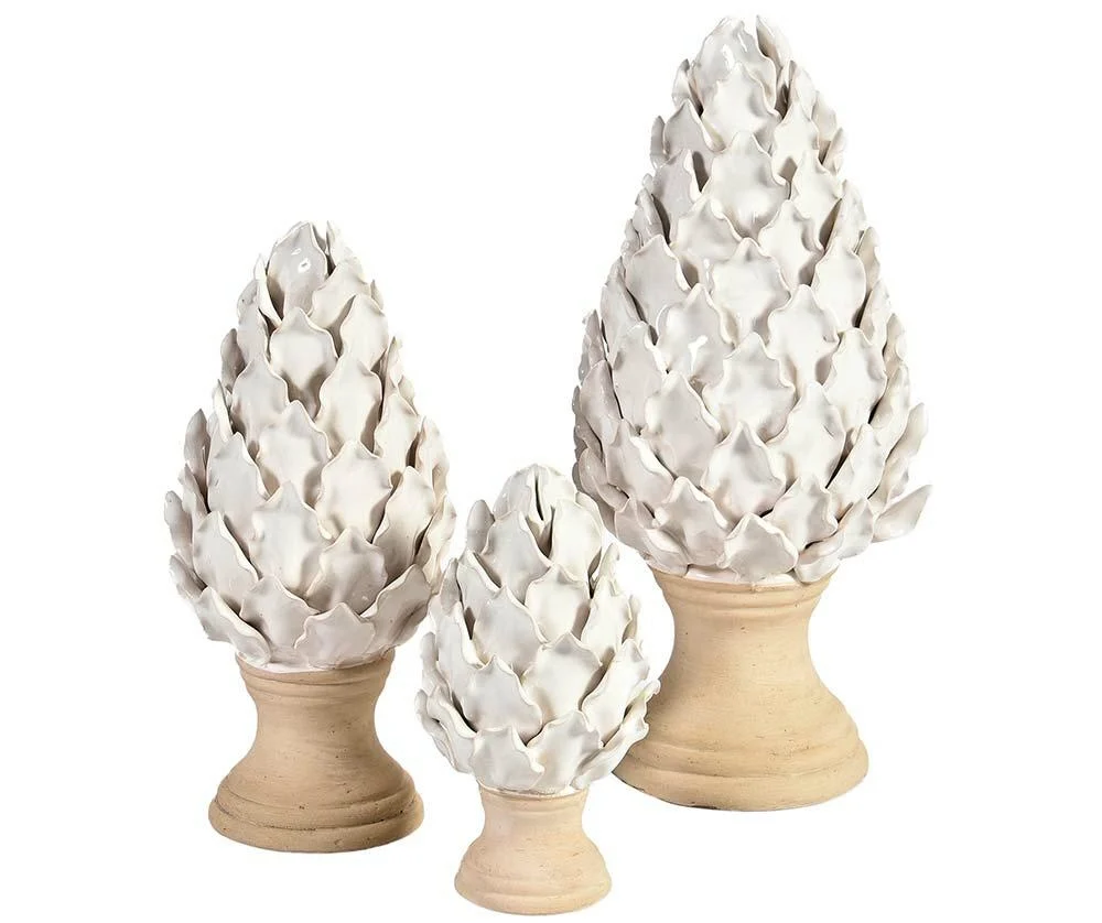 Ceramiczny Karczoch kremowy ozdobny duży Belldeco