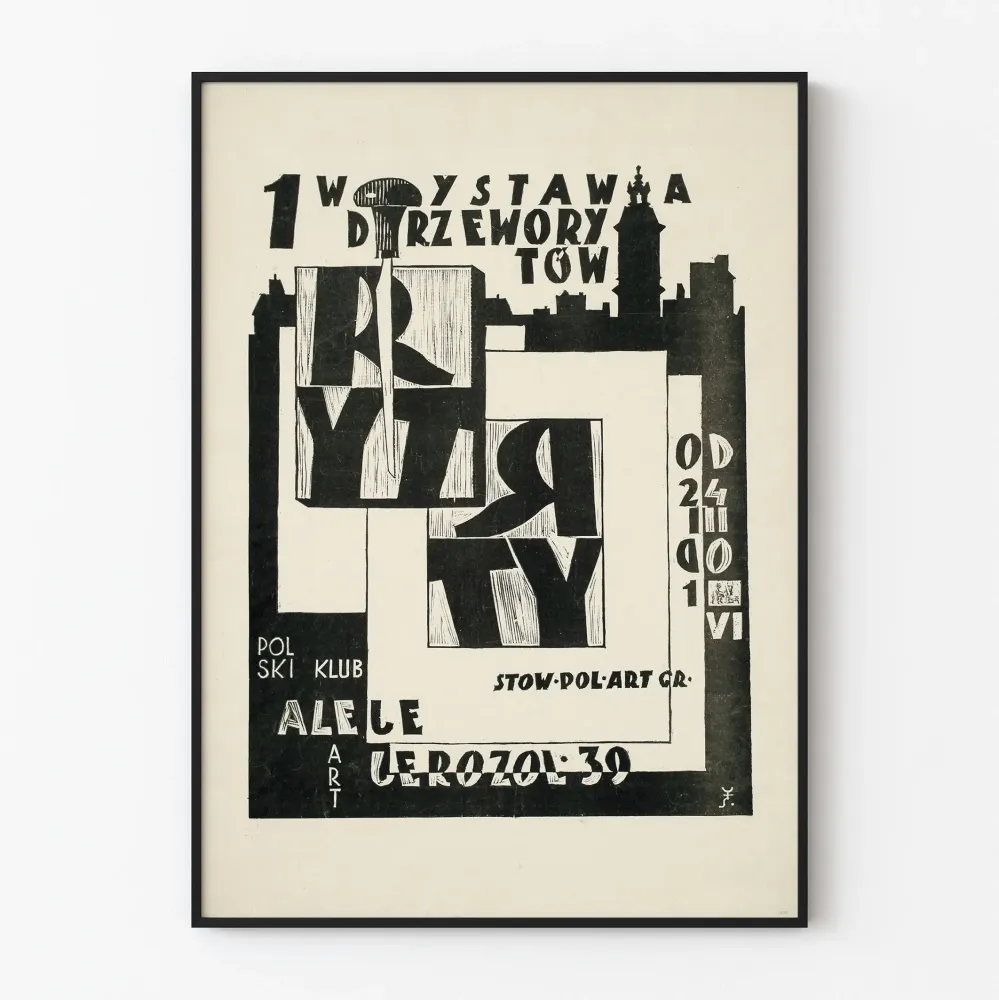 Czarno-biały plakat wystawowy do dekoracji ścian
