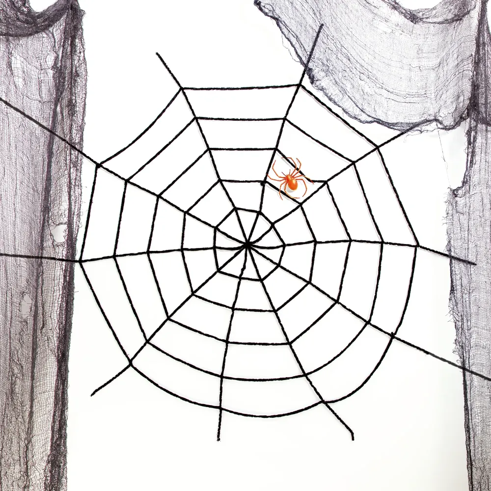 Dekoracja Halloween Pajęczyna pluszowa czarna 150cm