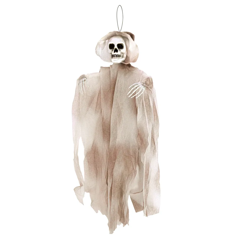 Dekoracja Halloween wiszący Duch Szkielet szary