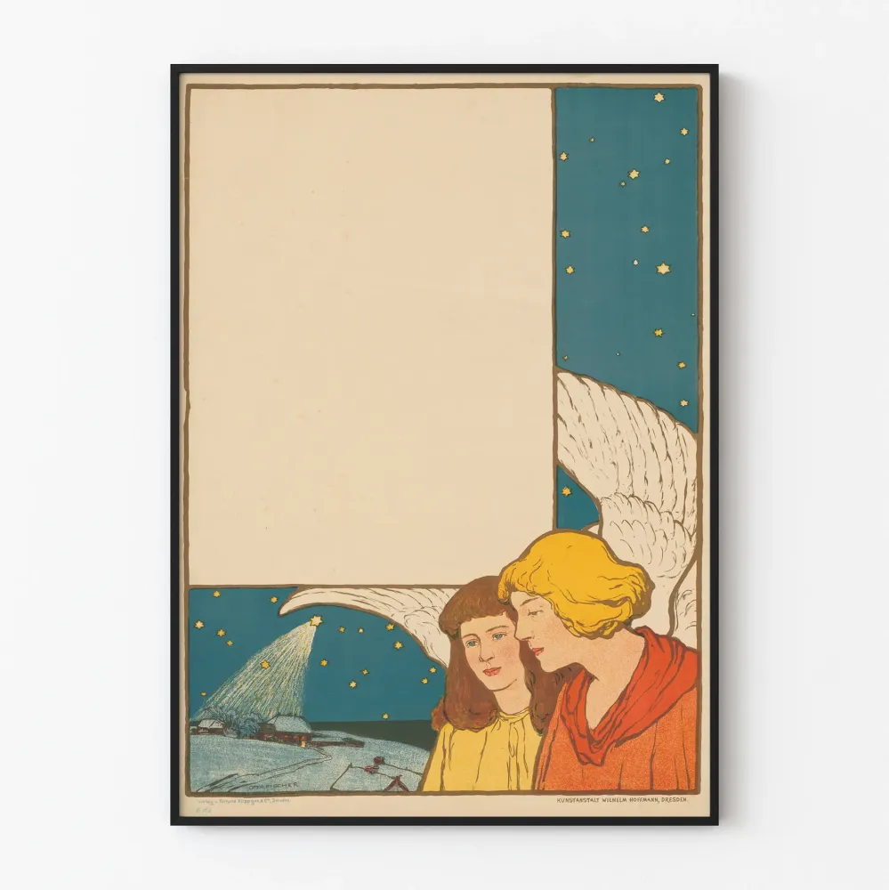 Dekoracyjny plakat Anioł w Nocy - Wintage'owy design secesyjny