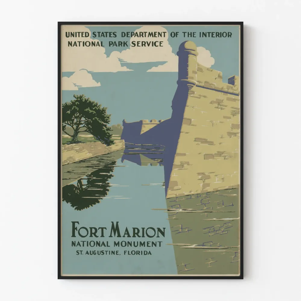 Dekoracyjny plakat Fort Marion National Monument na Florydzie w stylu vintage