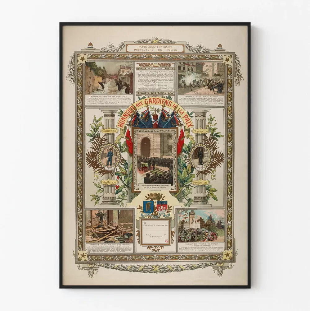 Dekoracyjny plakat Honor dla Strażników Pokoju – Ilustracja z epoki wiktoriańskiej z XIX wieku