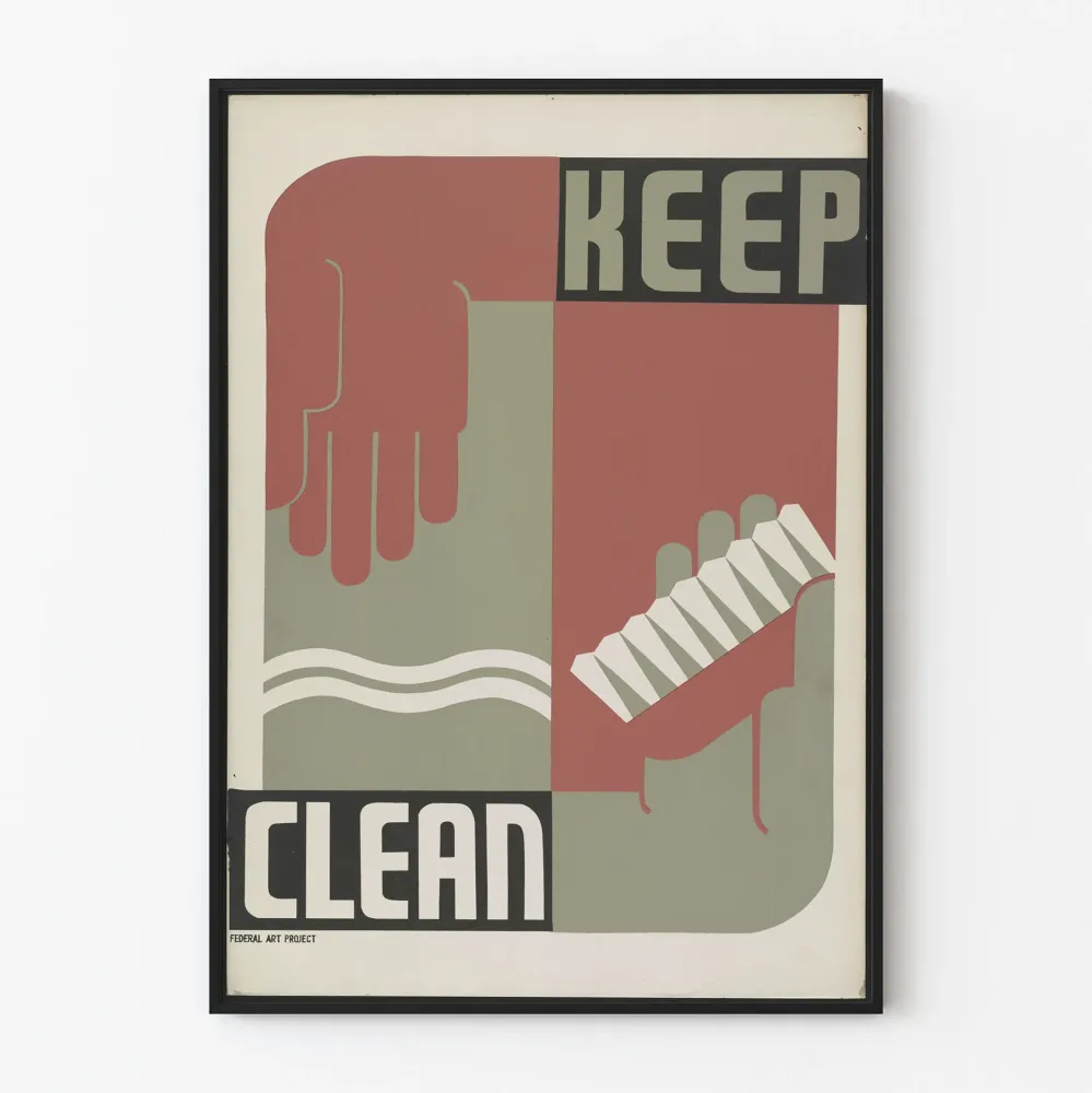 Dekoracyjny plakat Keep Clean do vintage'owej i minimalistycznej atmosfery