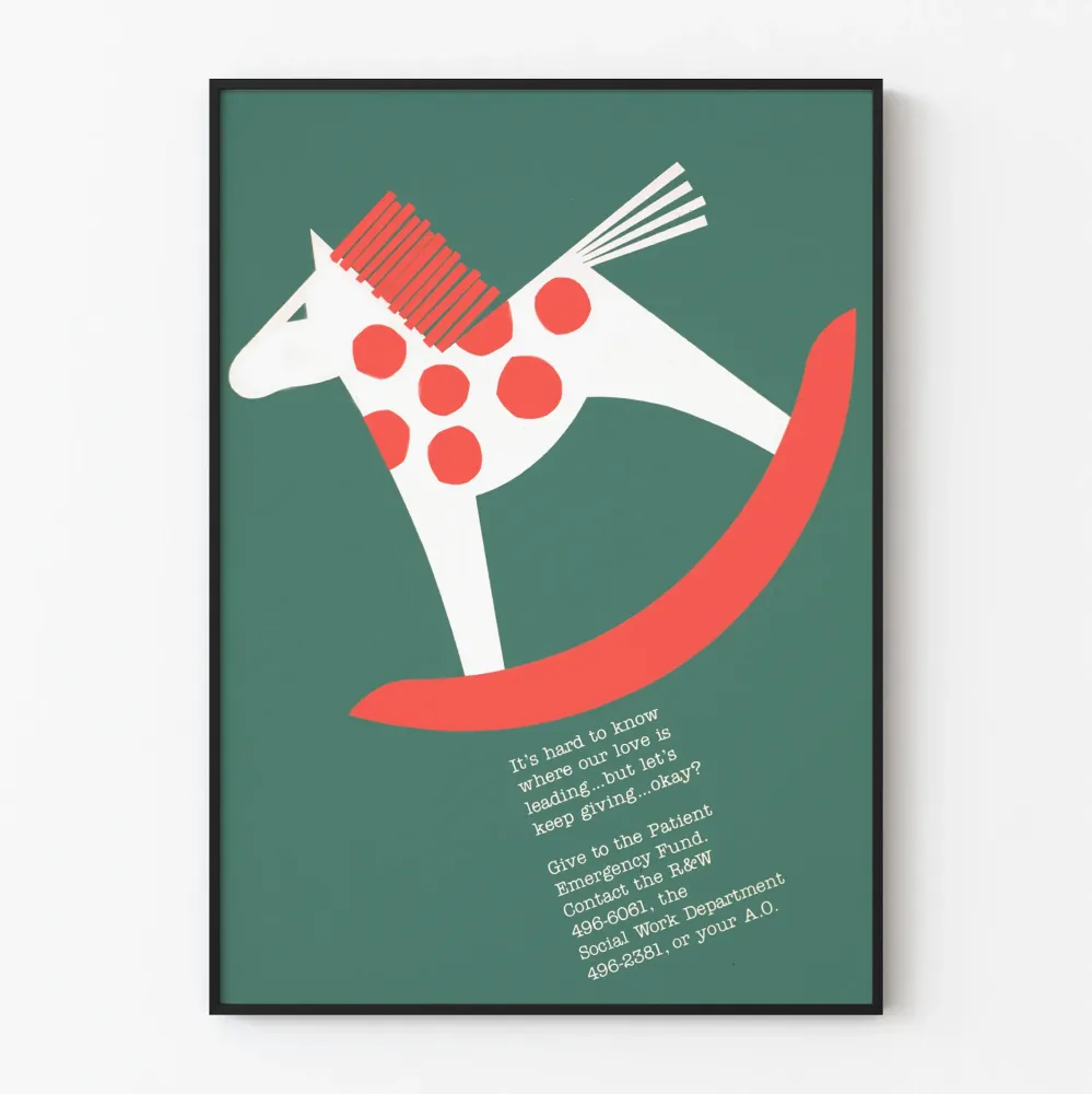 Dekoracyjny plakat z koniem na biegunach w minimalistycznym stylu
