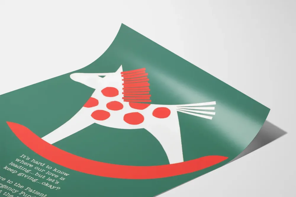 Dekoracyjny plakat z koniem na biegunach w minimalistycznym stylu