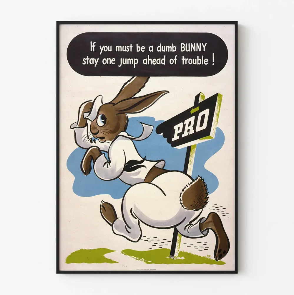 Dekoracyjny plakat z króliczkiem w stylu vintage « Dumb Bunny »