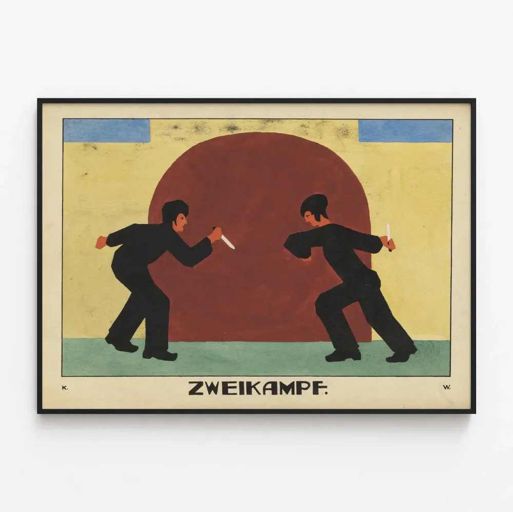 Dekoracyjny plakat z minimalnym motywem pojedynku na noże