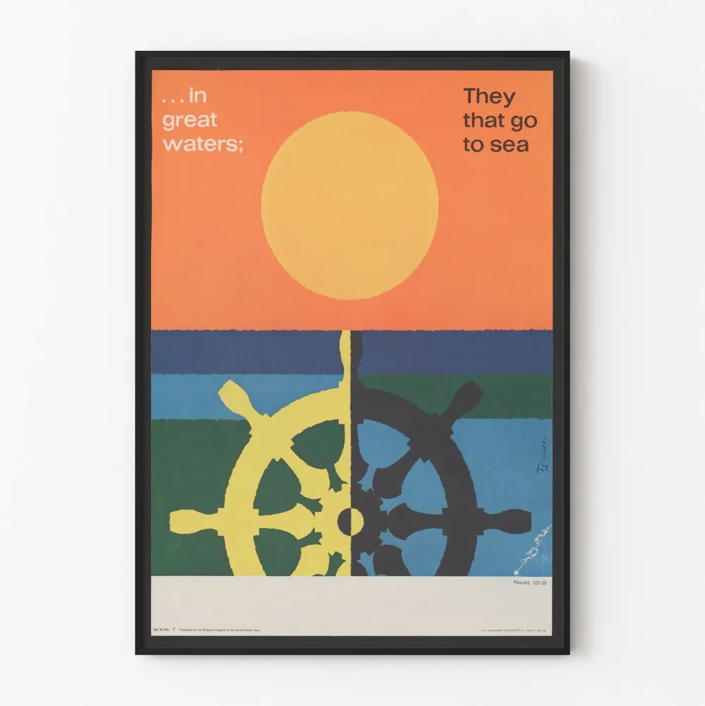 Dekoracyjny plakat z motywem morza i żeglugi z cytatem biblijnym