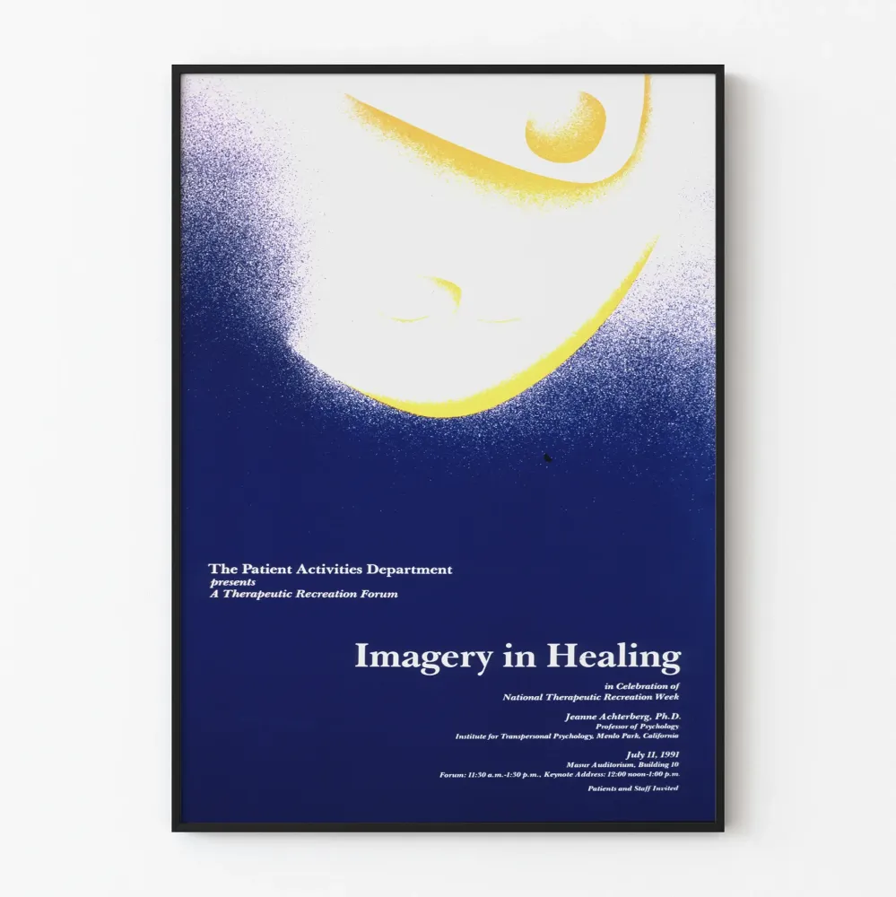 Dekoracyjny plakat obrazujący wintage w odcieniach niebieskiego i żółtego