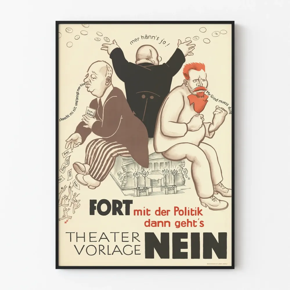 Dekoracyjny plakat teatralny w stylu vintage z oryginalną ilustracją