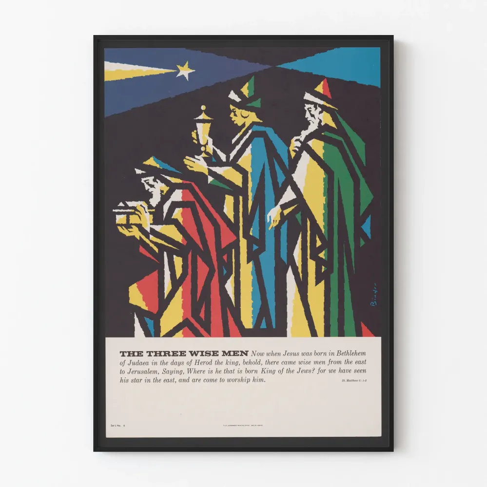 Dekoracyjny plakat Trzech Króli w kolorowym stylu graficznym