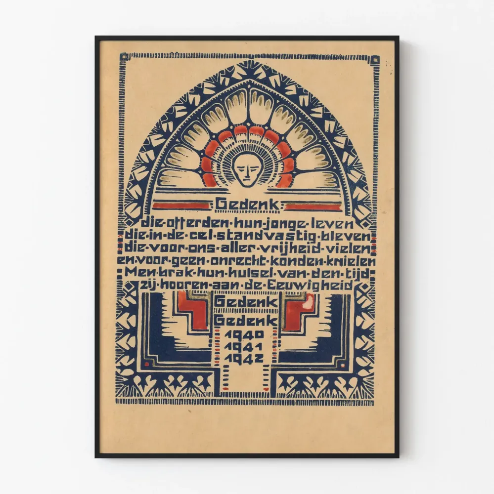 Dekoracyjny plakat upamiętniający pamięć poległych w latach 1940–1942