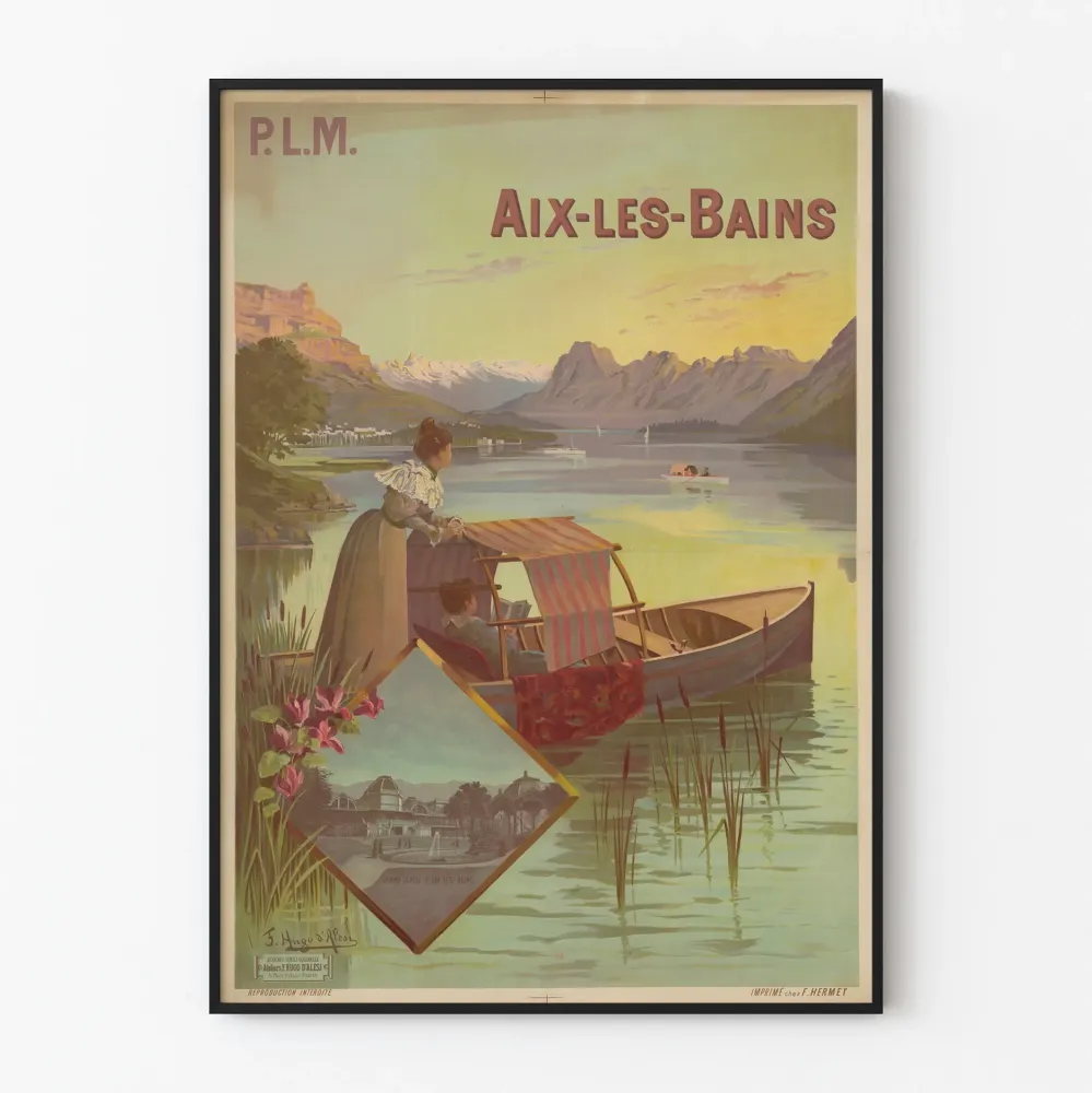 Dekoracyjny plakat vintage z Aix-les-Bains autorstwa P.L.M.