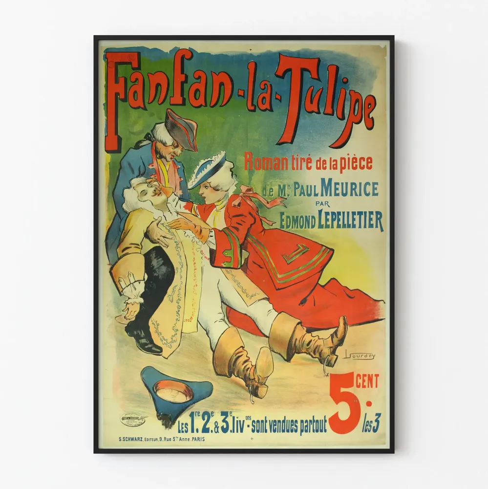 Dekoracyjny plakat vintage Fanfan-la-Tulipe, powieść na podstawie sztuki