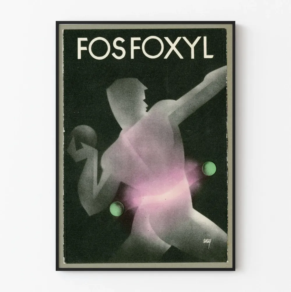 Dekoracyjny plakat vintage Fos Foxyl w stylu graficznym