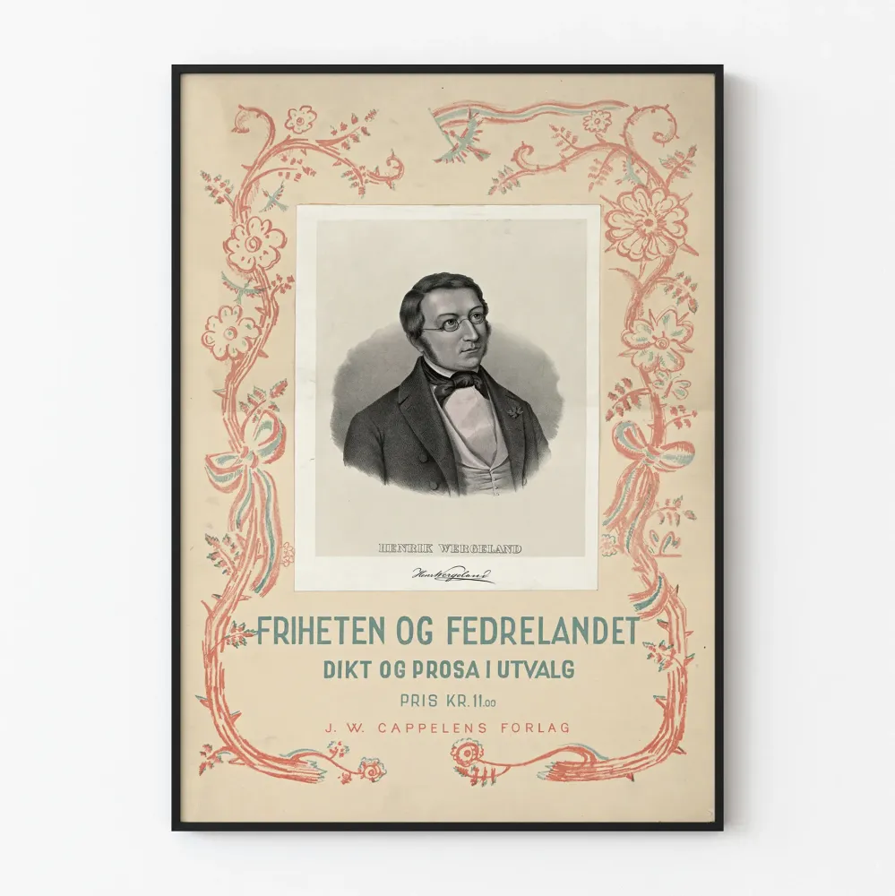 Dekoracyjny plakat vintage Friheten og Fedrelandet autorstwa Henrika Wergelanda