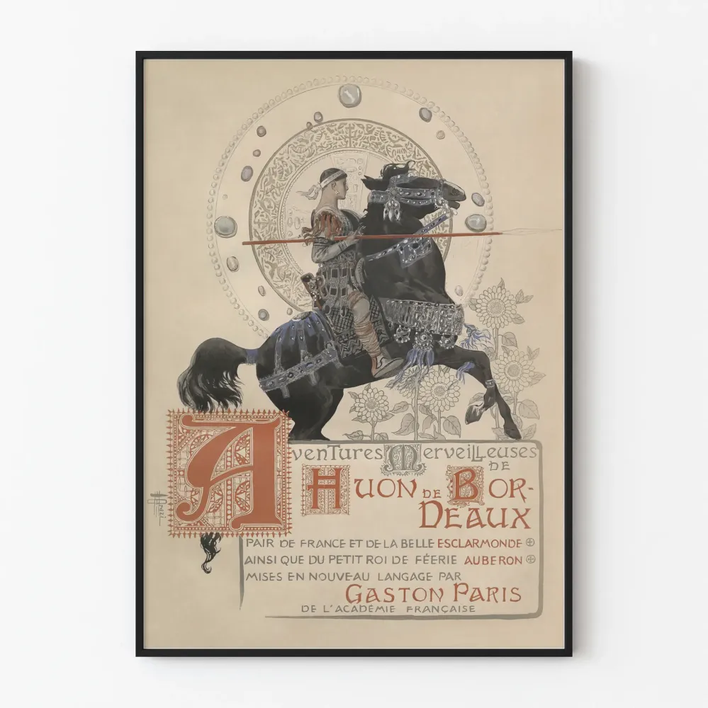 Dekoracyjny plakat vintage Huon de Bordeaux na koniu