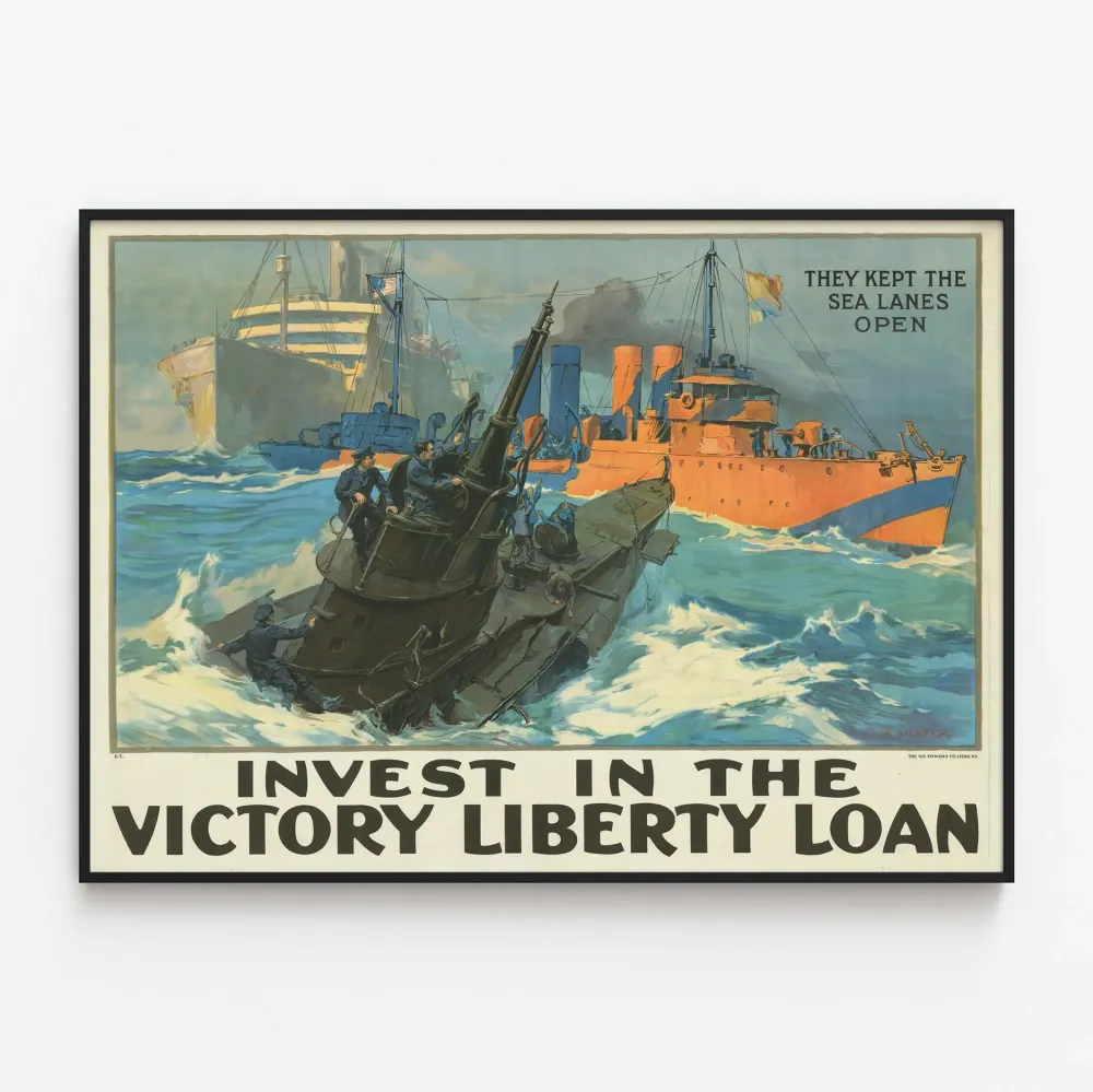Dekoracyjny plakat vintage z motywem morskim Victory Liberty Loan