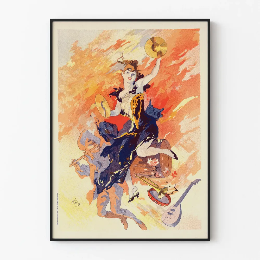 Dekoracyjny plakat vintage Muzyka z sceną świąteczną