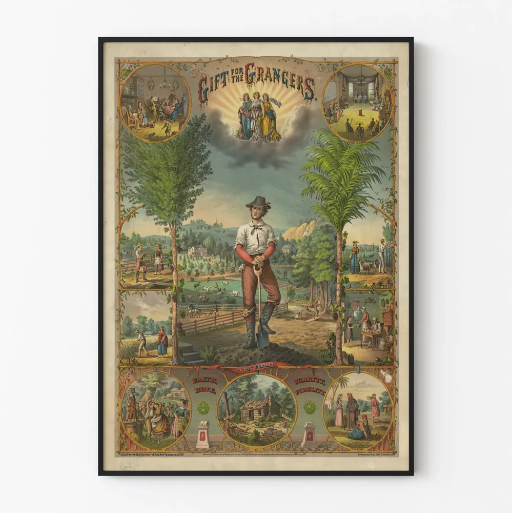 Dekoracyjny plakat vintage „Prezent dla Grangerów” w stylu pasterskim i wiejskim