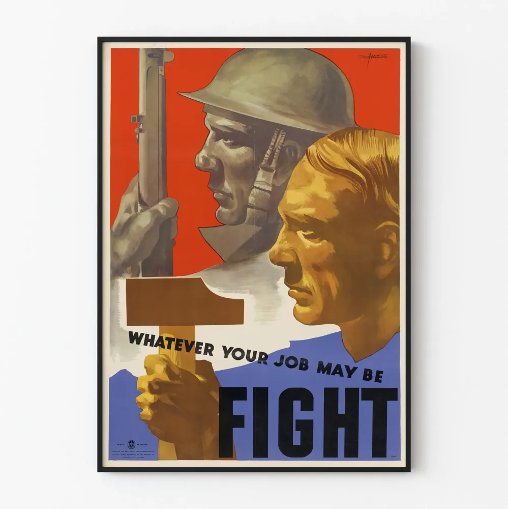 Dekoracyjny plakat vintage z propagandy wojskowej