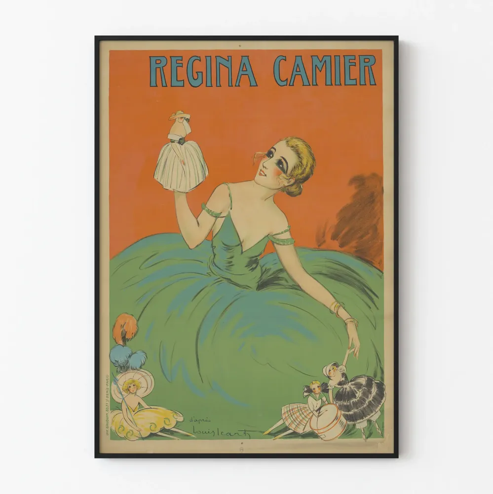 Dekoracyjny plakat vintage Regina Camier w zielonej sukni