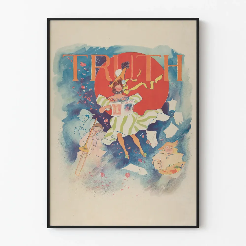 Dekoracyjny plakat vintage Truth z postaciami i elementami artystycznymi