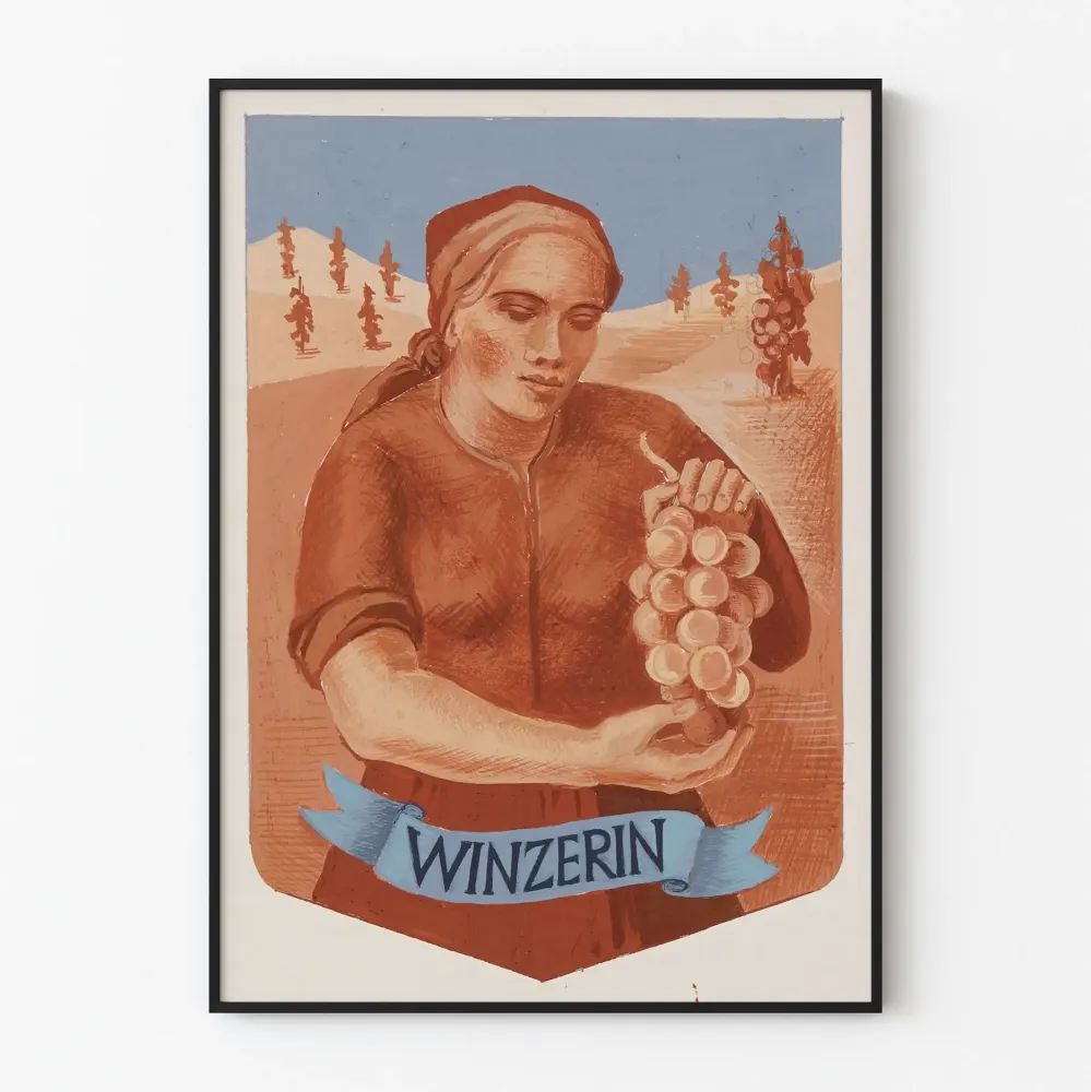 Dekoracyjny plakat vintage Winzerin vendangeuse