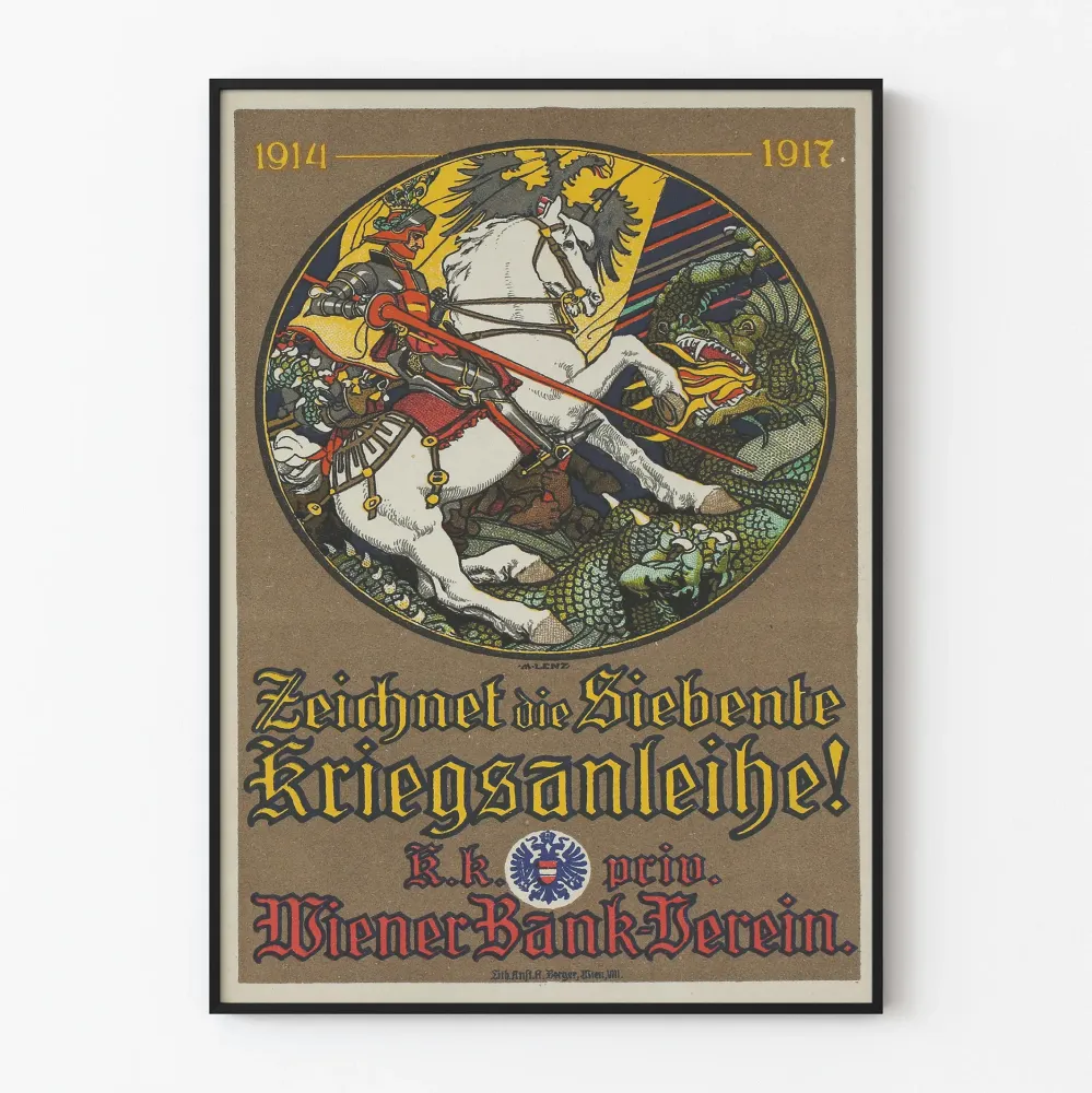 Dekoracyjny plakat vintage Święty Jerzy i smok - Plakat historycznej wojny