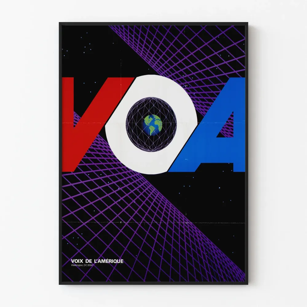 Dekoracyjny plakat Voix de l'Amérique - vintage'owy plakat geometryczny