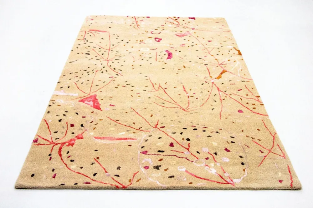 Designerski dywan - 244 x 155 cm - beżowy