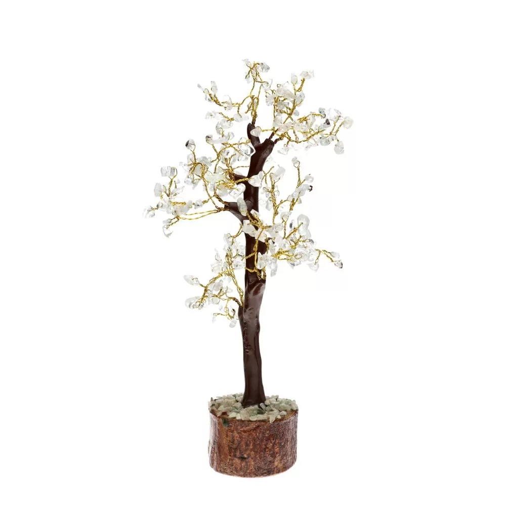 Drzewo feng shui z akwamarynem na bazie drewna – 22 cm