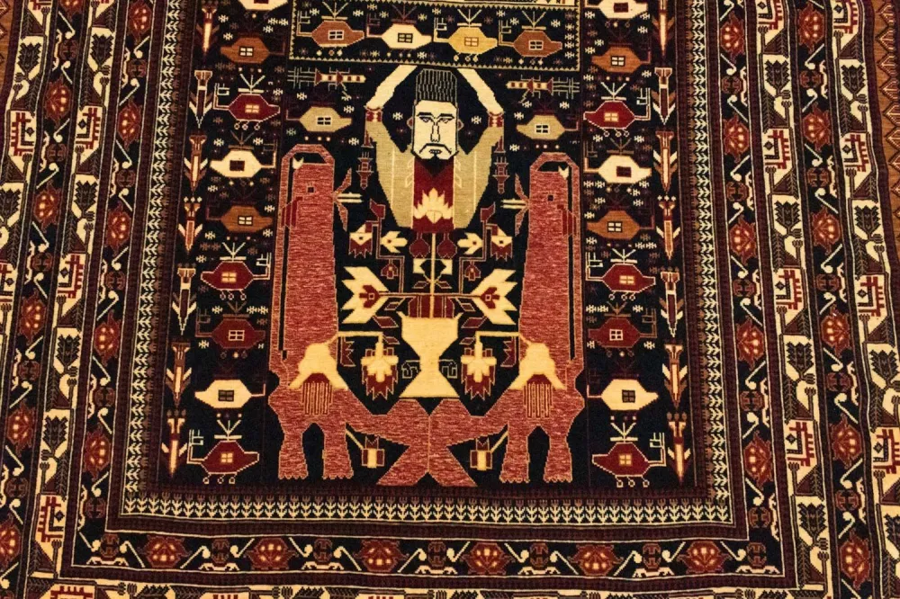 Dywan afgański - 196 x 122 cm - niebieski