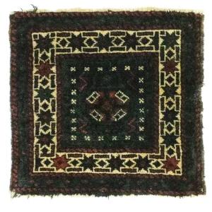 Dywan afgański kwadratowy - 35 x 33 cm - niebieski