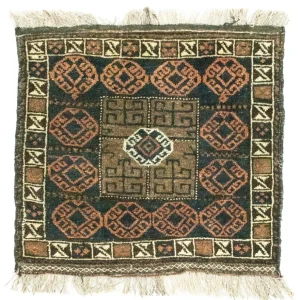 Dywan afgański kwadratowy - 66 x 64 cm - niebieski