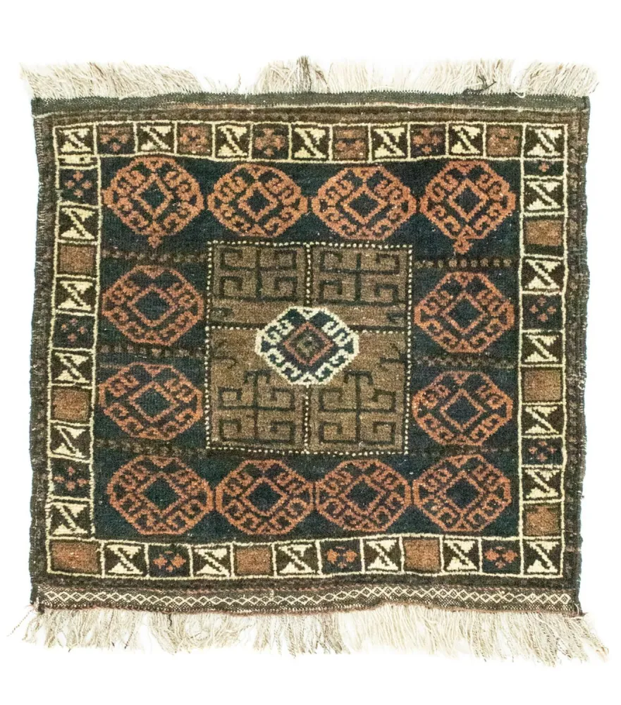 Dywan afgański kwadratowy - 66 x 64 cm - niebieski