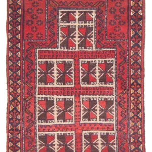 Dywan beludżycki - Dywanik modlitewny - 127 x 80 cm - czerwony
