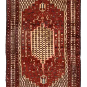 Dywan beludżycki kwadratowy - 174 x 133 cm - czerwony