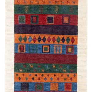 Dywan Gabbeh - Loribaft Perski - 129 x 83 cm - wielokolorowy