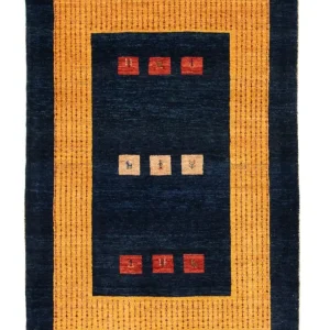 Dywan Gabbeh - Loribaft Perski - 152 x 105 cm - ciemnoniebieski