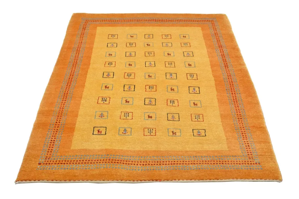 Dywan Gabbeh - Loribaft Perski - 170 x 114 cm - żółty