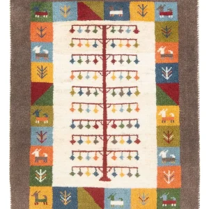 Dywan Gabbeh - perski - 90 x 63 cm - wielokolorowy