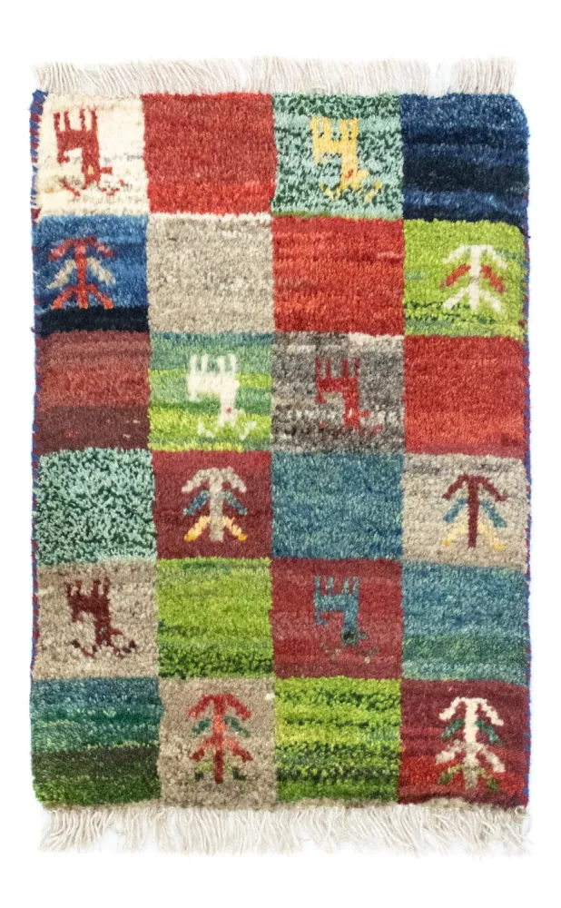 Dywan Gabbeh - perski - 60 x 40 cm - wielokolorowy
